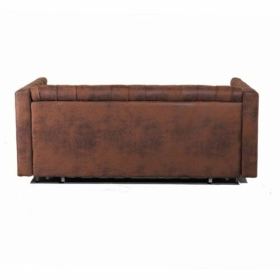 American Style Chesterfield Sofa Couch Leder Polster Braun Dreisitzer