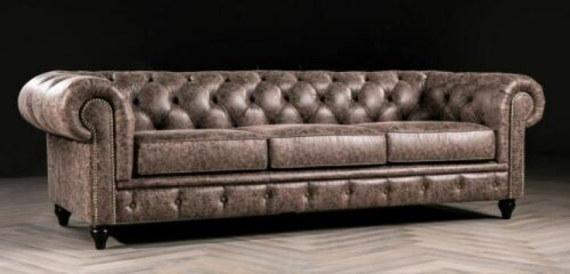 Mens Club Chesterfield Sofa Couch Leder Polster Dreisitzer Braun NEW