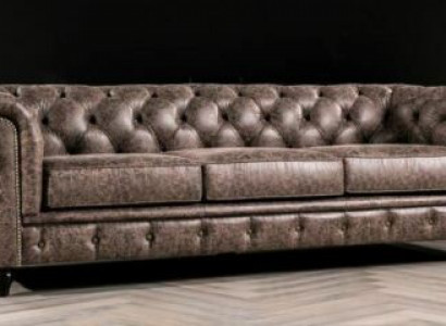 Mens Club Chesterfield Sofa Couch Leder Polster Dreisitzer Braun NEW