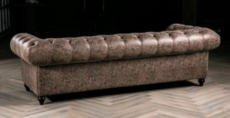 Mens Club Chesterfield Sofa Couch Leder Polster Dreisitzer Braun NEW
