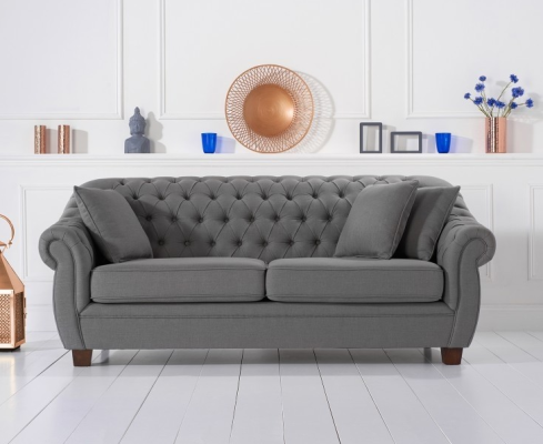 Chesterfield Stoff Polster Dreisitzer Wohnzimmer Couch Textil Design