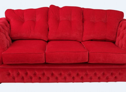 Rote Chesterfield Stoff Polster Dreisitzer Wohnzimmer Couch Design