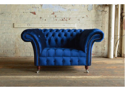 Chesterfield Sessel Fernseh Couch 1 Sitzer Sofa Textil Stoff Couchen Polster #4