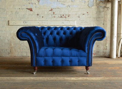 Chesterfield Sessel Fernseh Couch 1 Sitzer Sofa Textil Stoff Couchen Polster #4