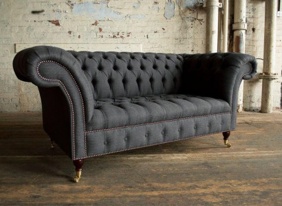 Chesterfield Textil Sofa 2 Sitzer Luxus Sofa Polster Sofas Design Stoffsofas