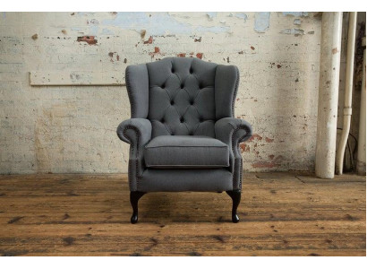 Chesterfield Design Luxus Stoffsofas Textil Ohrensessel 1 Sitzer Sofa Polster