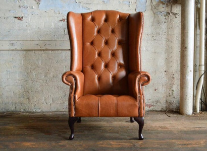 Luxus Ohrensessel Sessel 1 Sitzer Sofa Couch Leder Textil Polster Chesterfield