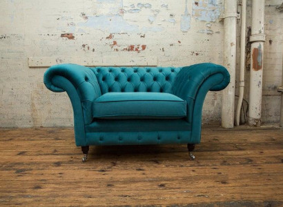 Chesterfield Sessel Fernseh Couch 1 Sitzer Sofa Textil Stoff Couchen Polster 136