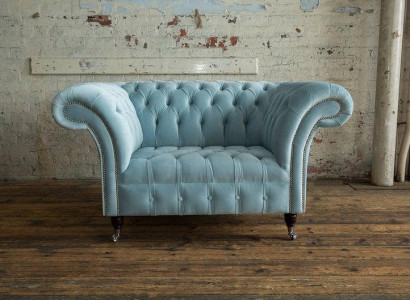 Chesterfield Design Sofa Sessel Couch Polster Luxus Textil Couchen 1 Sitzer #145
