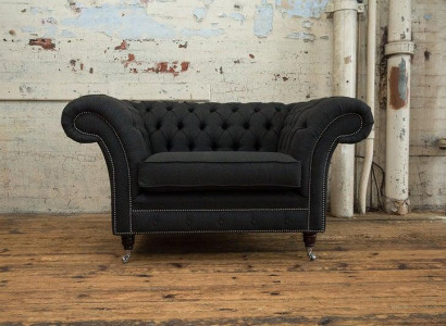 Chesterfield Sessel Fernseh Couch 1 Sitzer Sofa Textil Stoff Couchen Polster 201