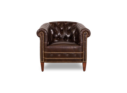 Designer Sessel 1 Sitzer Braun Leder Textil Luxus Club Lougne Sofa Chesterfield