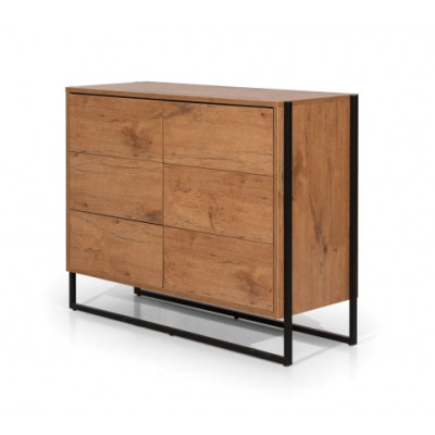 5 tlg. Komplett Set Holz Schlafzimmer Loft Stil Design Bett Kommode Schrank