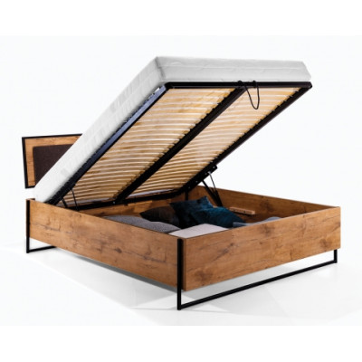 5 tlg. Komplett Set Holz Schlafzimmer Loft Stil Design Bett Kommode Schrank