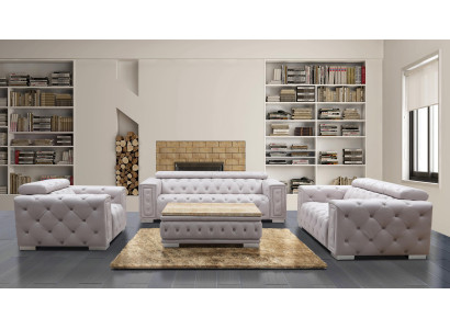 Couch Set Garnitur Polster Leder Design Chesterfield Sofagarnitur 3+2 Sitzer Neu