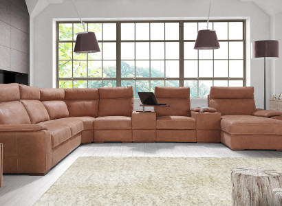 Wohnlandschaft Ecksofa Ablage Kühlfach Bettfunktion Schlaf Sofa Couchen Polster