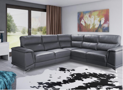 Eck Garnitur Heim Kino Sofa Couch Polster Couchen Sofas Relax Fußstützen Leder
