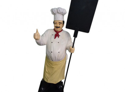 Koch Figur Statue Skulptur Werbefigur Werbeaufsteller Speisekarte Menütafel Neu