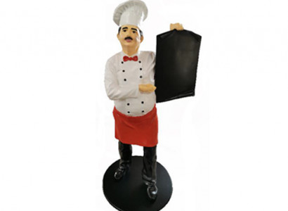 Koch Figur Statue Skulptur Werbefigur Menü Tafel Werbeaufsteller Speisekarte
