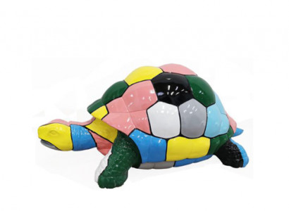 Abstrakte Designer Figur Wohnzimmer Moderne Statue Schildkröte Bunt bemalt 109cm