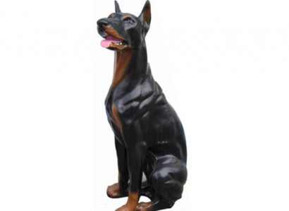 doberman Figur Statue Skulptur Kampf Hund Garten Deko Einbrecher abschrecken