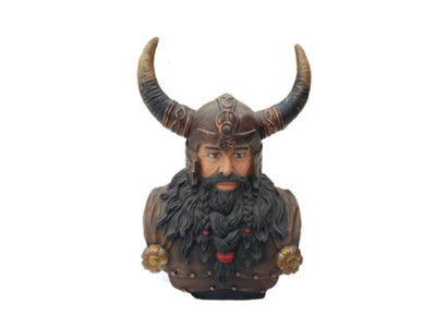 Büste Eines Kriegers in Einem Helm 70cm Hörnern Statue Wikinger Statuen Figuren