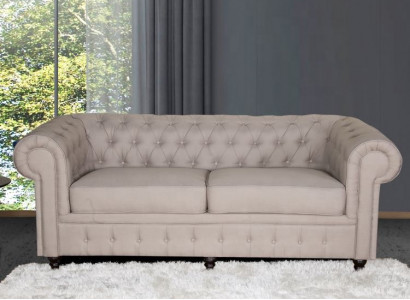 jvmoebel ® - Textil Sofa Couch - Beige Polster Dreisitzer Couch Garnitur Dreier