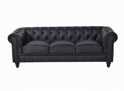 jvmoebel ® Textil Sofa Couch - Schwarz Polster Dreisitzer Couch Garnitur Dreier