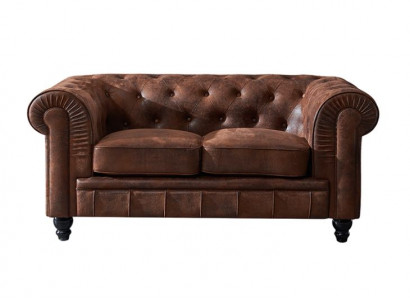 Mens Club Chesterfield Sofa Couch Leder Polster 2 Sitzer Braun NEW jvmoebel ®