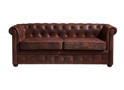 Chesterfield Mens Club Sofa Couch Leder Polster Zweisitzer Braun NEW jvmoebel ®
