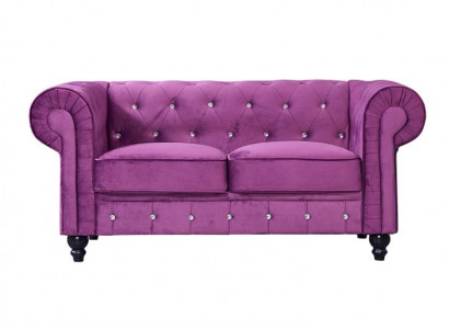 Klassische Leder Couch - Lila Chesterfield Stoff Sofa 2 Sitzer Neu jvmoebel ®