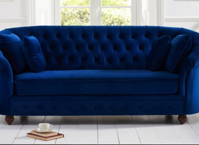 jvmoebel ® - Leder Sofa Couch - Royal Blau Polster Dreisitzer Couch Garnitur