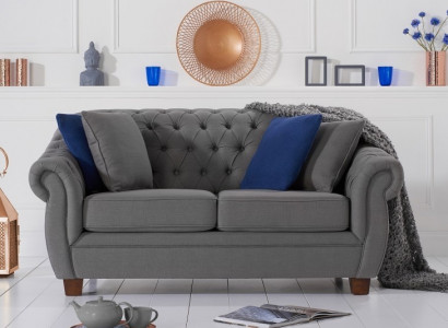 Klassische Leder Couch - Textil Chesterfield Stoff Sofa 2 Sitzer Neu jvmoebel ®