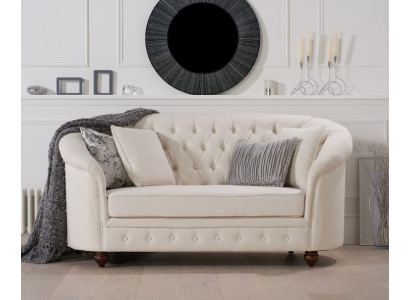 Klassische Textil Couch - Beige Chesterfield Stoff Sofa 2 Sitzer Neu jvmoebel ®