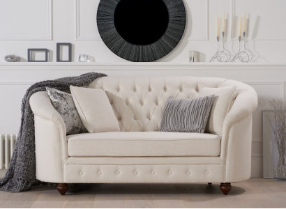 Klassische Textil Couch - Beige Chesterfield Stoff Sofa 2 Sitzer Neu jvmoebel ®