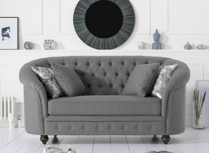 Klassische Textil Couch - Graue Chesterfield Stoff Sofa 2 Sitzer Neu jvmoebel ®