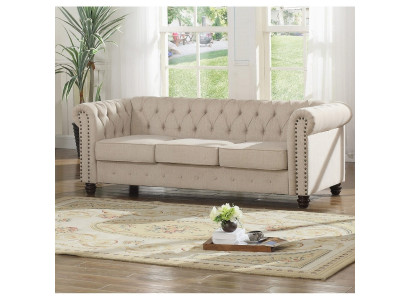 Chesterfield Sofa Couch Polster Stoff Leder Couchen Polster Garnitur 3 Sitzers