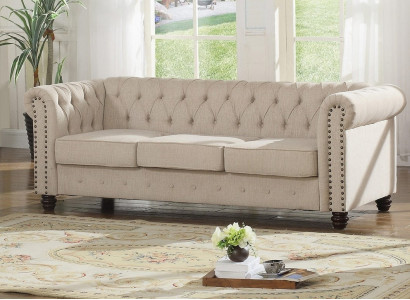 Chesterfield Sofa Couch Polster Stoff Leder Couchen Polster Garnitur 3 Sitzers