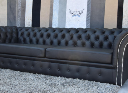 Chesterfield Sofa Couch Polster Stoff Leder Couchen Polster Garnitur 3 Sitzer