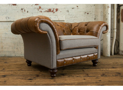 Chesterfield Design Stoff Couch Sessel 1.5 Sitzer Polster Sofas Lounge Neu Club