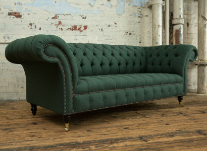 klassische Chesterfield Design Couch 3 Sitzer Sofa Couch Samt big 225cm Leder