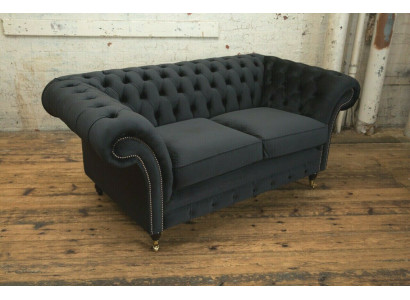 Chesterfield Original Sofa JVMoebel Textil Sofas Couchen Stoff Grau 185cm Couch