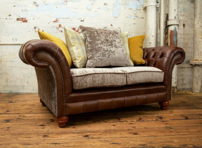 Chesterfield 2 Sitzer Sofa Ledersofa Couch Polster Sitz Garnitur Zweisitzer Neu