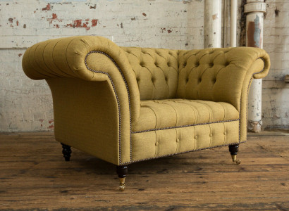 Sessel Couch Polster Sofa Textil Chesterfield Couchen 1,5 Sitzer Einsitzer Gelb