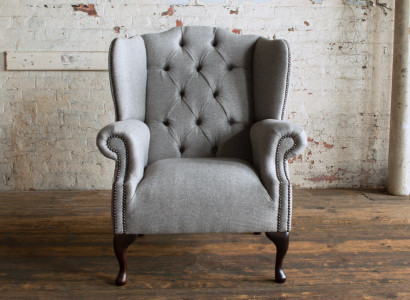 Ohrensessel Chesterfield 1 Sitzer Sessel Textil Leder Polster Fernseh Sofa Couch