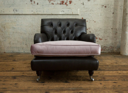 Sessel Fernseh Sitz Club Lounge Textil Leder Edler Design Chesterfield Polster