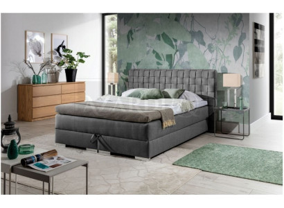 Bett Design Luxus Hotel Betten 200x200cm Boxspringbett Textil Grau 200x200cm neu