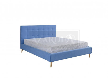 Chesterfield Samt Velvet Doppel Design Bett Luxus Design Betten Doppel Blau Neu