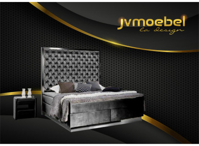 Boxspring Bett Schlafzimmer Set 3tlg Textil Bett 2x Nachttisch Design Betten Neu