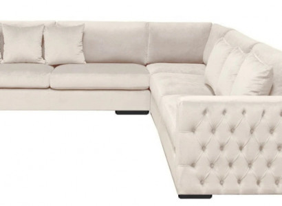 Ecksofa Beige Wohnzimmer Couch Eckgarnitur Polster Samt Möbel Design Stoff Neu