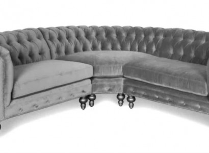 Ecksofa Sofa Couch Wohnlandschaft Eckgarnitur Sofas Couchen Chesterfield Silber